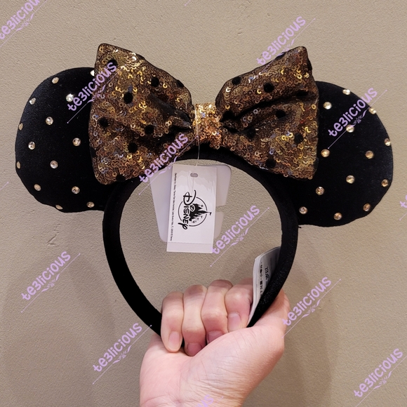 Disney Accessories - DISNEY PARKS CRYSTAL POLKA DOT GOLD EARS